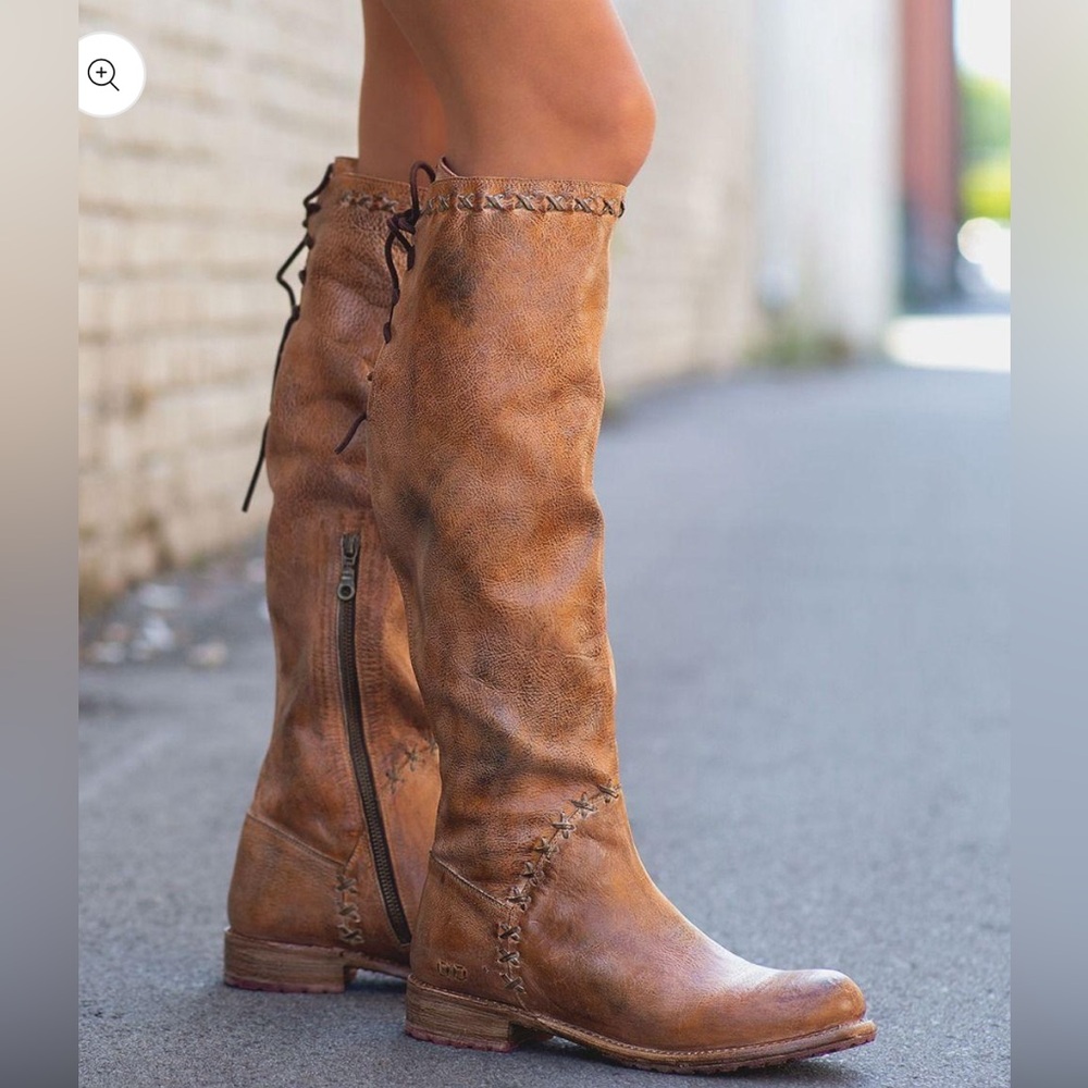 New Manchester III Icicle Bed Stu Rustic Tan Leather riding Boots 7.5 $450 - Picture 7 of 14